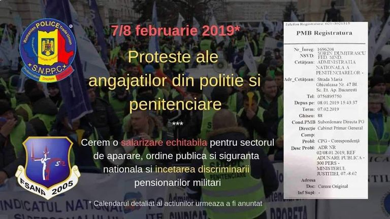 Ofiţeri de poliţie şi angajaţi din penitenciare, protest în Bucureşti