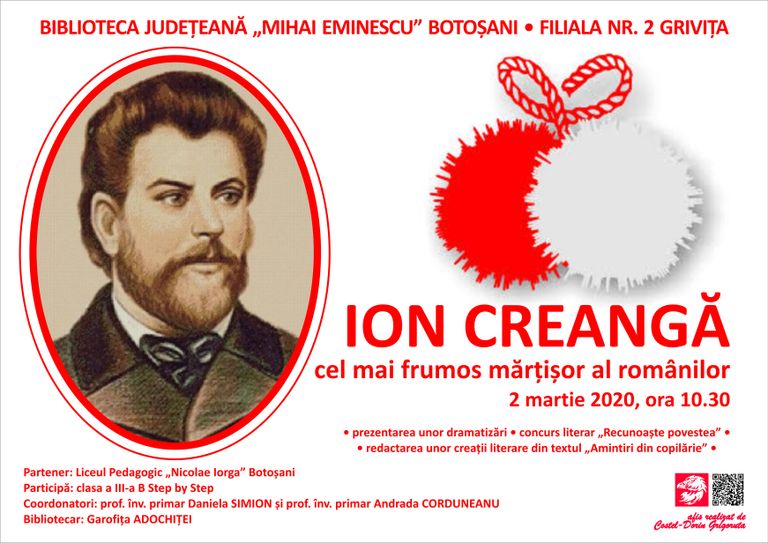 Ion Creangă, omagiat de elevii de la Liceul Pedagogic