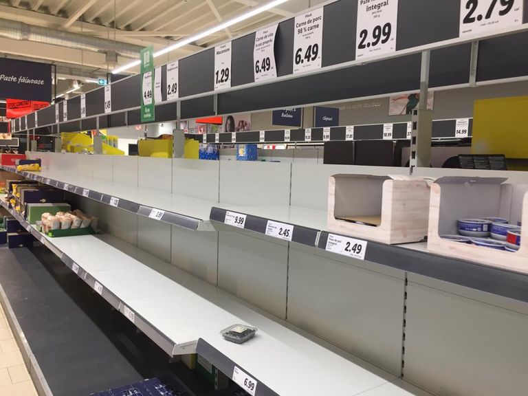 Rafturile magazinelor golite de frica epidemiei (galerie foto)
