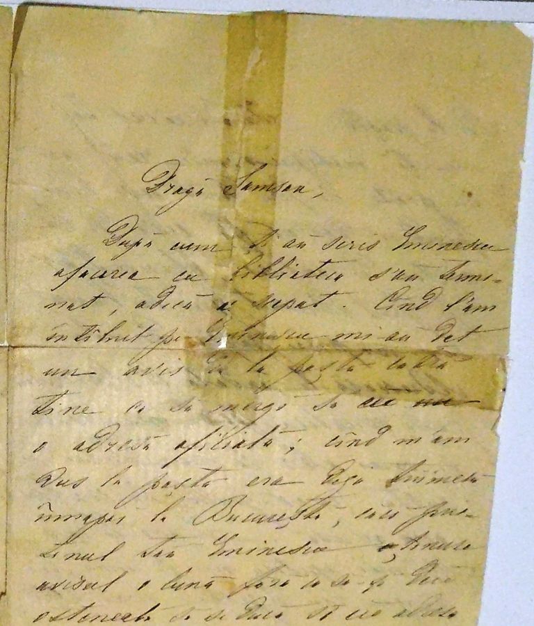 Din Patrimoniul Memorialului Ipotești – scrisoarea lui Dimitrie Iamandi către Samson Bodnărescu