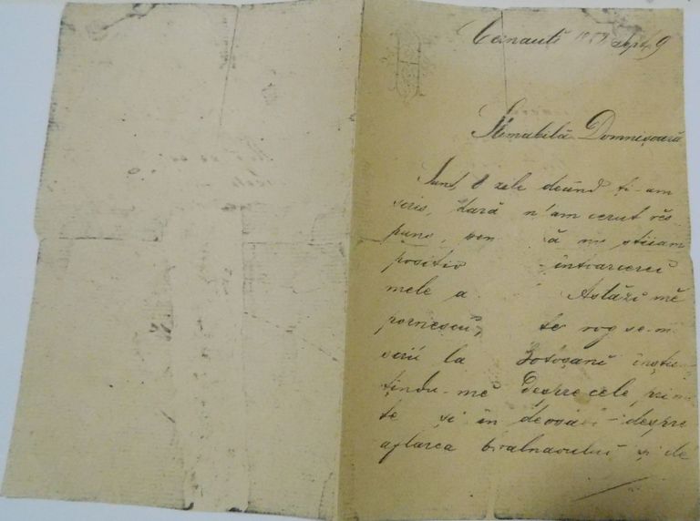 Din Patrimoniul Memorialului Ipotești – scrisoarea Henriettei către Cornelia Emilian, datată cu 9 septembrie 1882