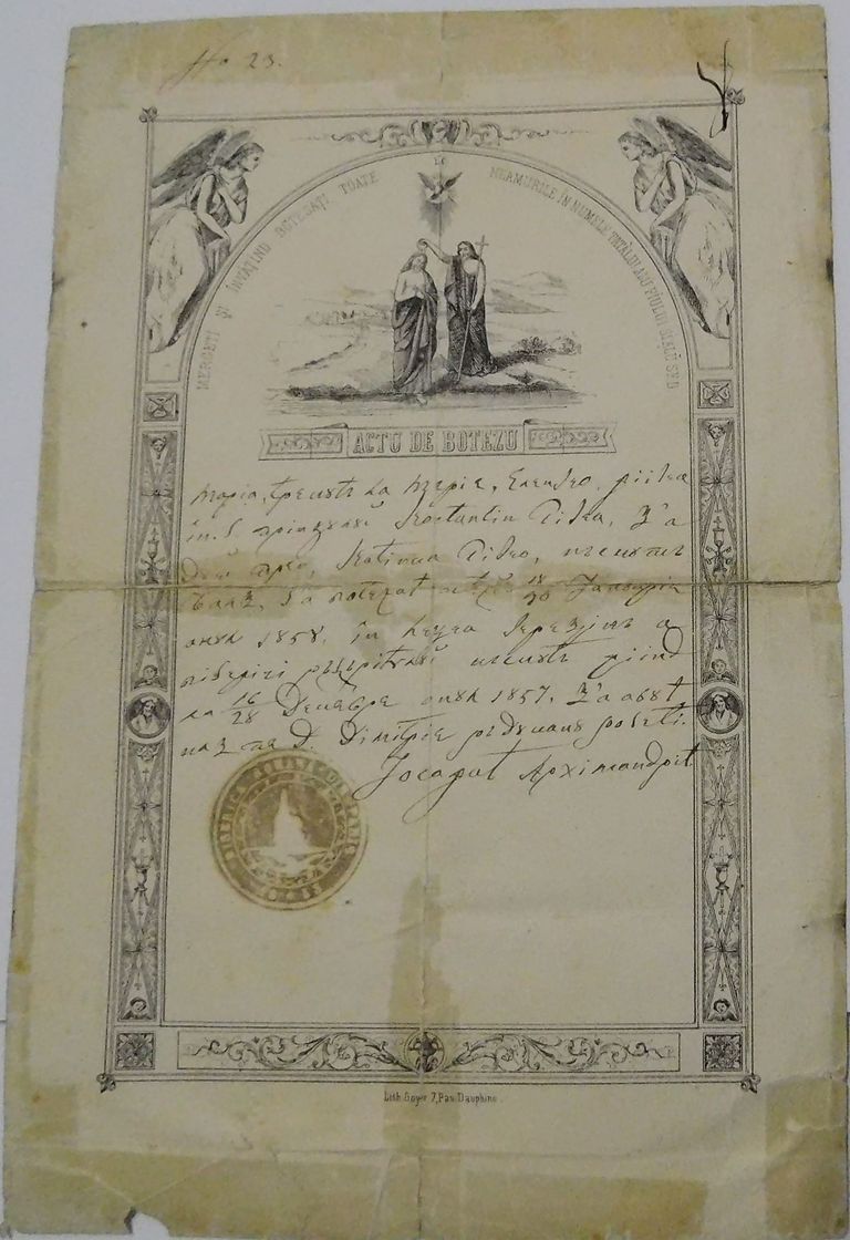 Din patrimoniul Memorialului Ipotești – actul de botez al Mariei Ghika și volume semnate de Matila C. Ghyka