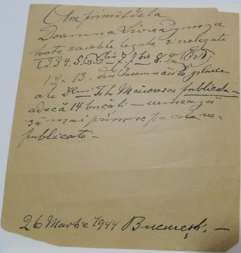 Din patrimoniul Memorialului Ipoteşti – Manuscris Livia Maiorescu //  note cu privire la Jurnalul  lui Titu Maiorescu