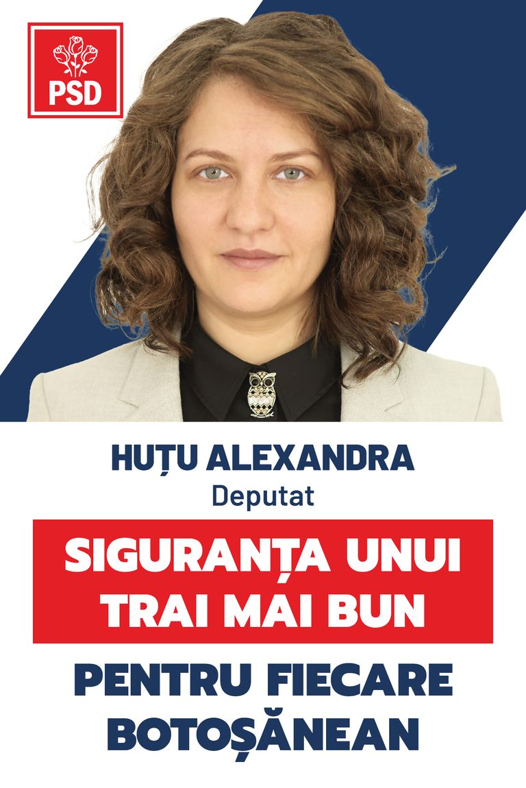 Comunicat PSD: Alexandra Huțu, candidat PSD pentru Parlament: „Prioritatea principală a guvernării social-democrate este asigurarea viitorului tinerilor din România”