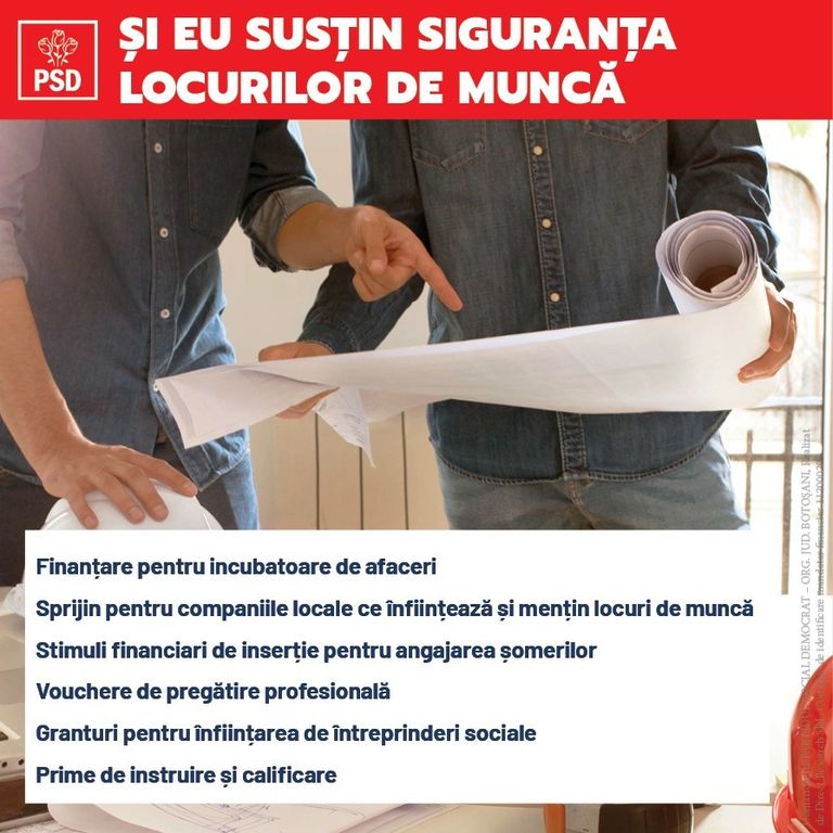 Comunicat PSD: PSD la guvernare înseamnă siguranța locurilor de muncă și siguranța salvării și relansării antreprenorilor români