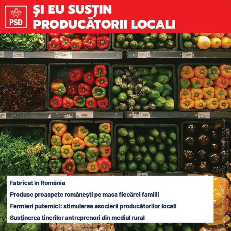 Comunicat PSD: Guvernarea PSD este singura salvare a producătorilor și fermierilor noștri, este siguranța produselor sănătoase de pe masa românilor!