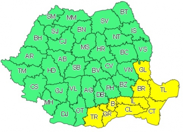 ALERTĂ METEO – Cod galben de ninsori şi viscol în Bucureşti şi opt judeţe