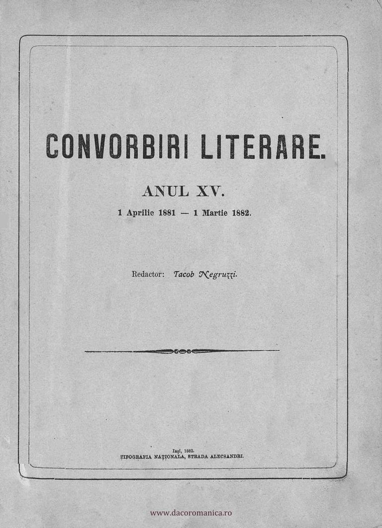 Din Patrimoniul Memorialului Ipotești – numărul 2 din 1 Maiu 1881  al Convorbirilor literare   