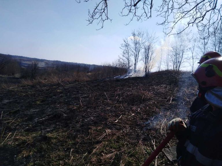 Câmp pârjolit de flăcări, din cauza unui fumător neglijent
