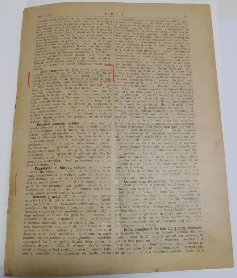 Din Patrimoniul Memorialului Ipotești – file din revista „Familia”