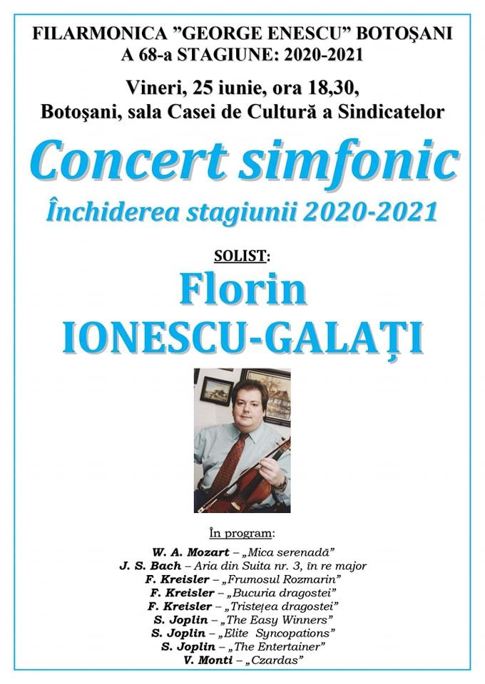 Filarmonica „George Enescu” închide stagiunea cu un concert de excepție