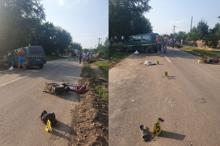 Mopedist accidentat grav după o manevră imprudentă