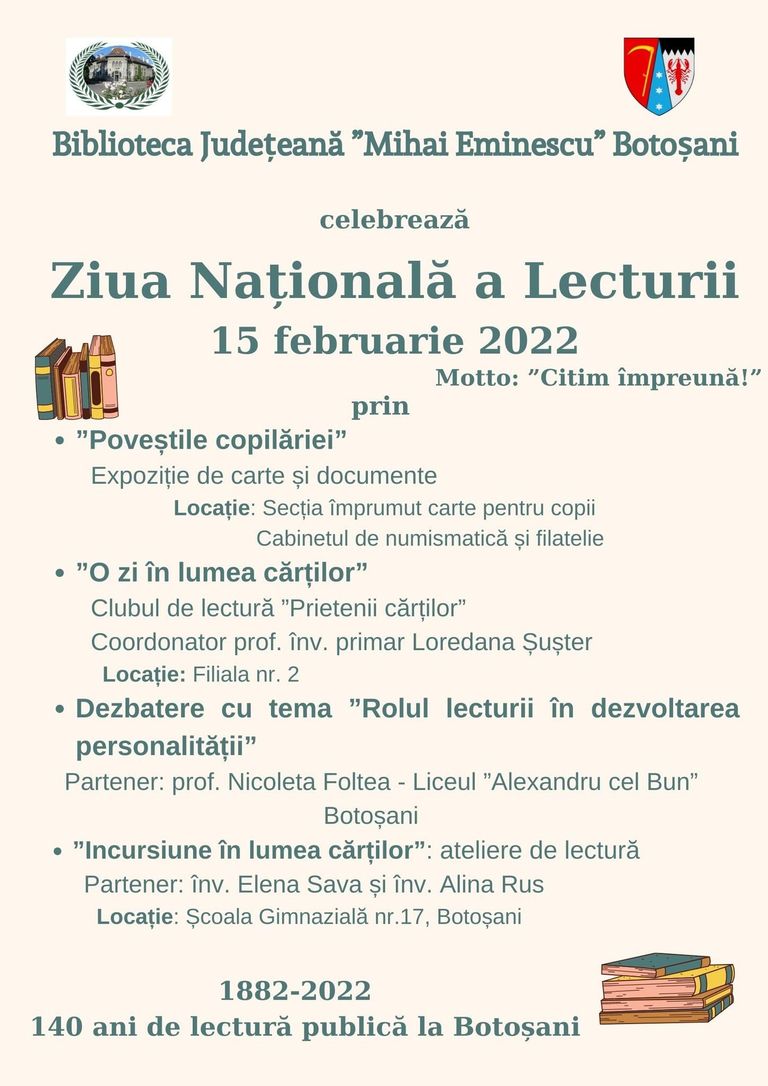 Ziua Națională a Lecturii, marcată la Biblioteca Județeană