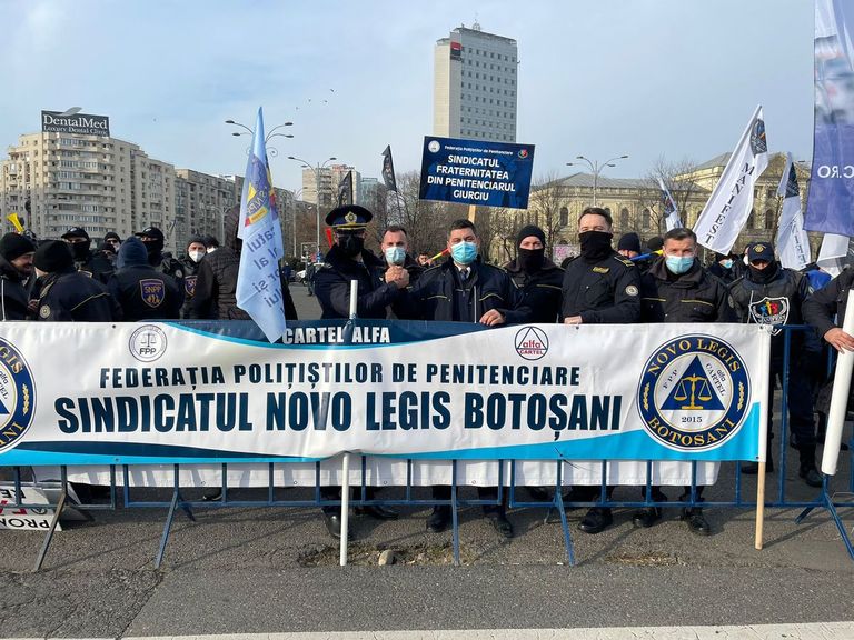Sindicaliștii din Penitenciarul Botoșani prezenți la protestele din Capitală (VIDEO)