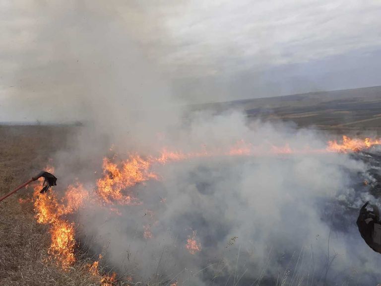 Câmpuri incendiate în județ. Au intervenit pompierii