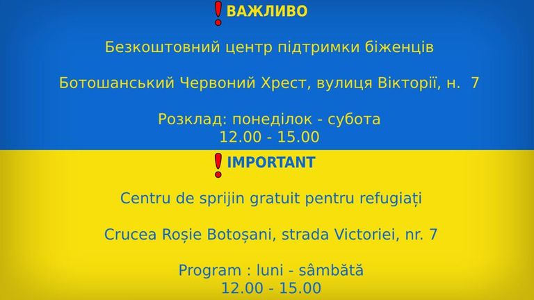 Centru de sprijin gratuit pentru cetăţenii ucraineni, de la Crucea Roșie