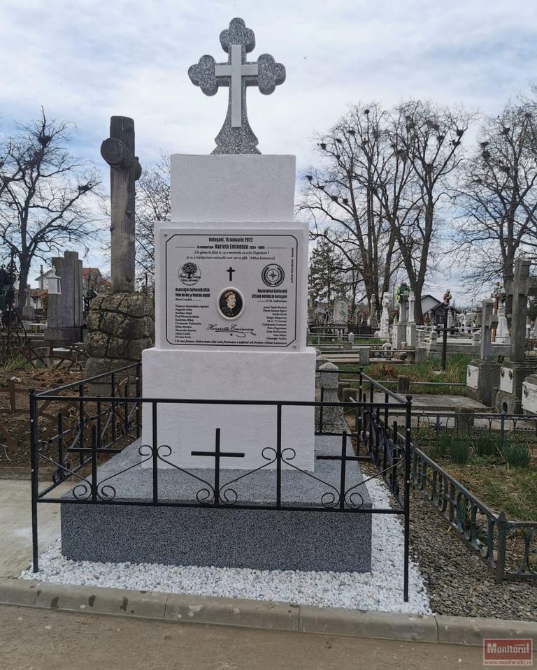 Inaugurare a monumentului dedicat Harietei Eminescu, la Cimitirul Eternitatea