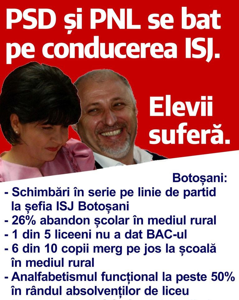 PSD și PNL se bat la sânge pe funcțiile de conducere ale IȘJ Botoșani. Educația copiilor noștri e ultima lor grijă