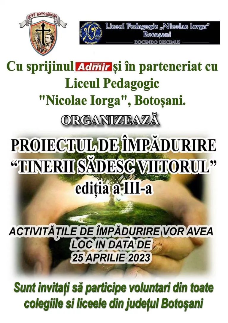 Proiect de împădurire organizat de Asociația „Scut botoșănean”