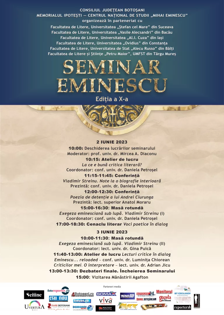 O nouă ediție a Seminarului Eminescu, organizată la Memorialul Ipotești
