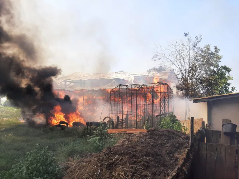 Incendiu puternic într-o localitate din județ (video)