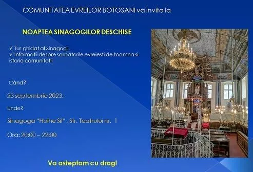 ,,Noaptea Sinagogilor Deschise” organizată la Botoșani