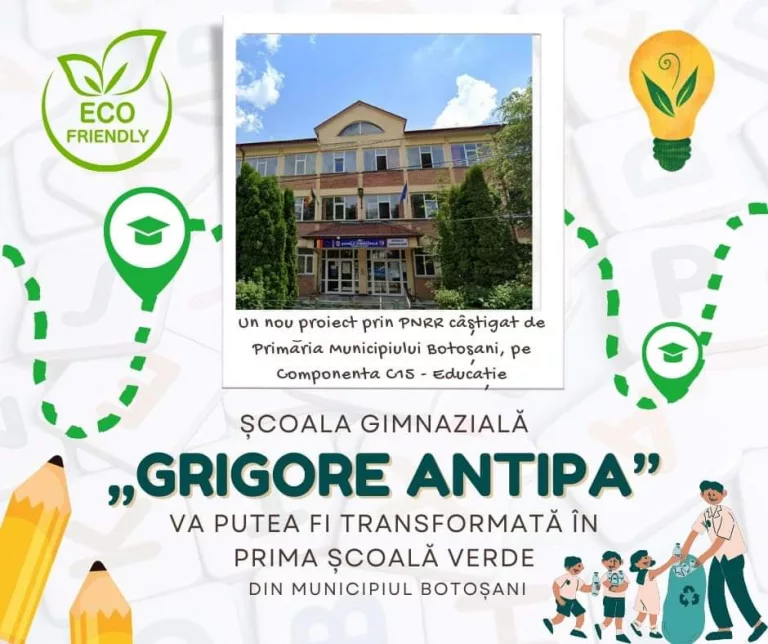 Proiect în valoare de 11,4 milioane de lei pentru prima școală verde din Botoșani