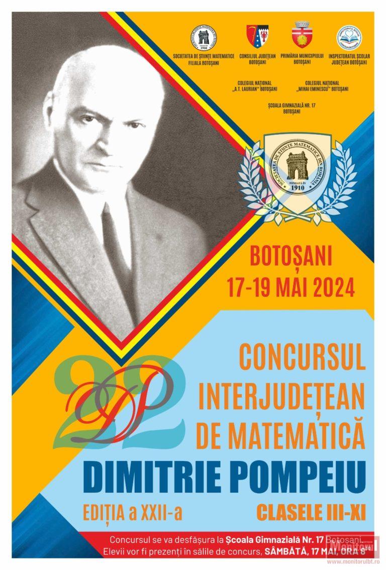 Cea de-a XXII-a ediție a Concursului de Matematică „Dimitrie Pompeiu” va avea, în weekend, loc la Botoşani