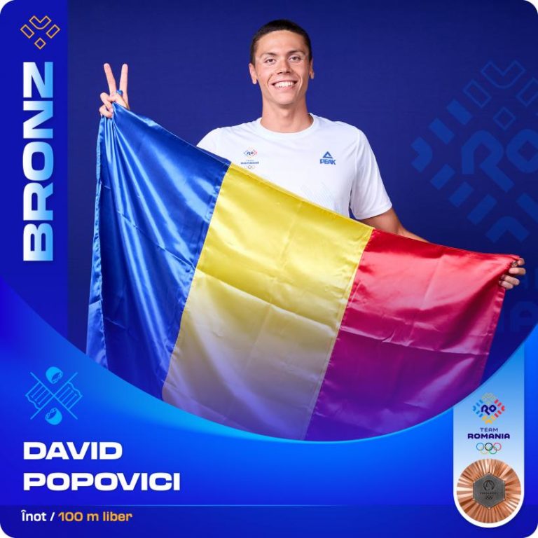 David Popovici câştigă bronzul în proba de 100 de metri liber la JO 2024 de la Paris