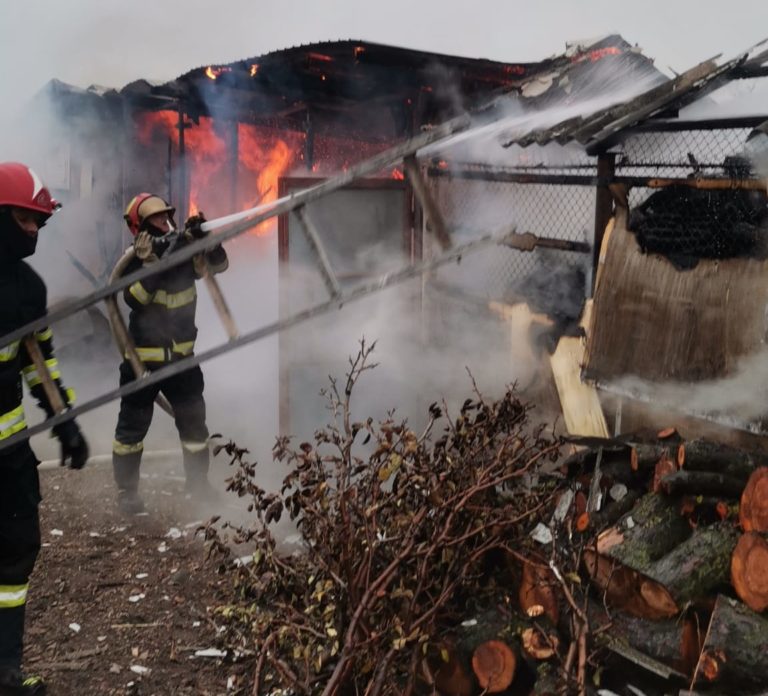 Incendiu de proporții în Stăuceni. Două magazii și tone de lemne mistuite de flăcări