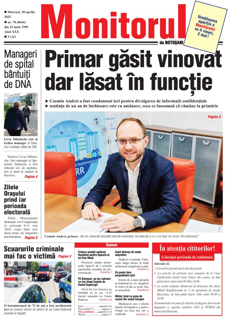 Miercuri, 30 aprilie  2025