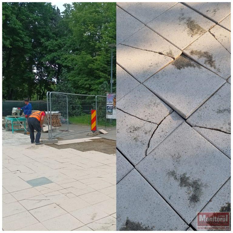 Pavele nou-nouțe, deja sparte pe Pietonalul Unirii. Care este explicația autorităților