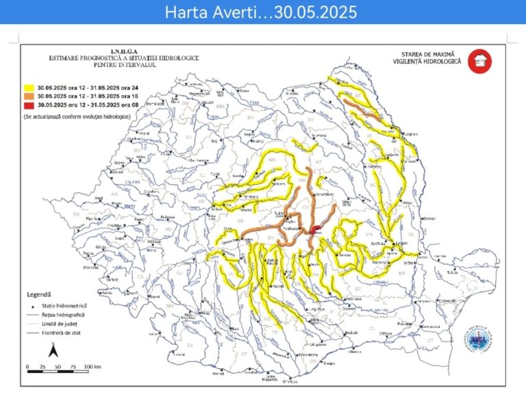 Cod Portocaliu de inundații pe râul Miletin. Recomandări importante pentru a rămâne în siguranţă