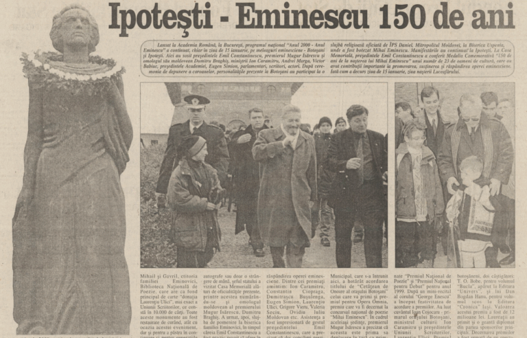 MEMORIALUL IPOTEŞTI: Zilele Eminescu – 2000 (ediția din ianuarie – XXXVII)