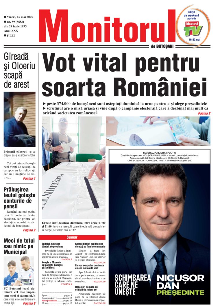Vineri, 16 mai 2025