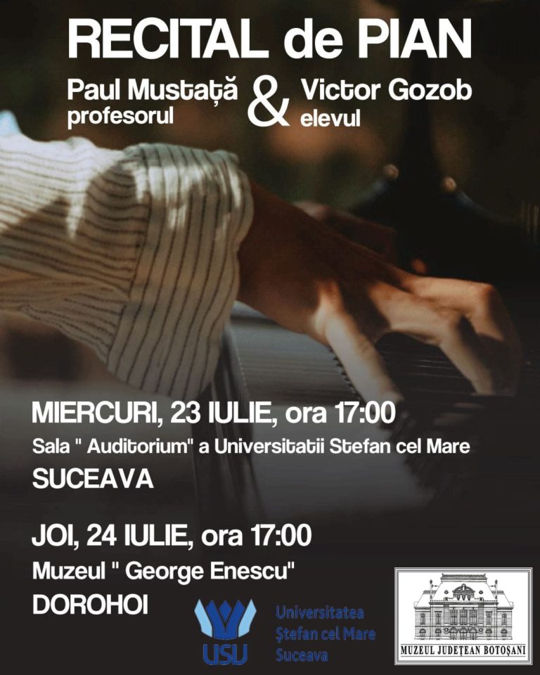 Magia pianului în duet. Profesorul și elevul său, în recital la Muzeul „George Enescu” din Dorohoi