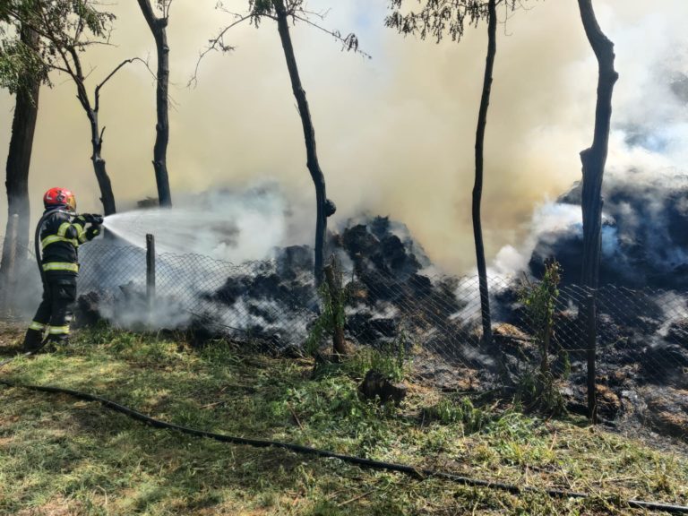 Incendiu de proporții la Plopenii Mari. 30 de tone de furaje mistuite de flăcări