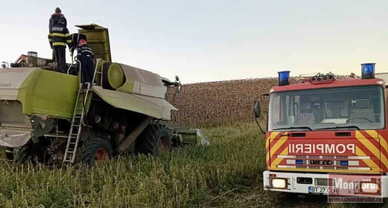 Combină în flăcări de la o scânteie (video)