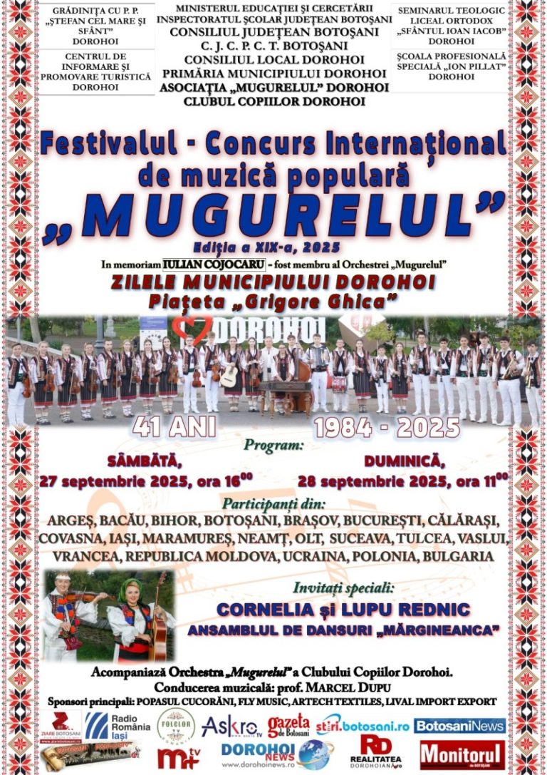 Festivalul „Mugurelul” aduce peste 500 de artiști din țară și străinătate la Dorohoi