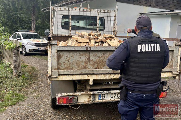 Lemn de foc confiscat de polițiști și amenzi de zeci de mii de lei