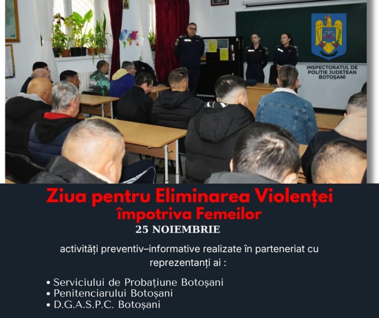 Prevenție și educație la Botoșani. Inițiativă comună împotriva violenței asupra femeilor