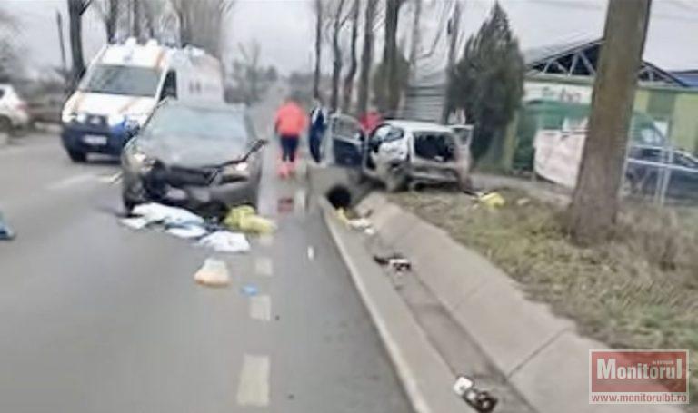 Un rănit și două mașini făcute praf pe un drum din județ (VIDEO)