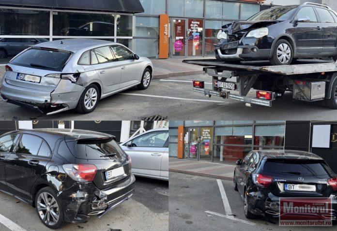 Trei dintr-o lovitură: o șoferiță a făcut praf trei mașini în “zona zero” a controalelor rutiere